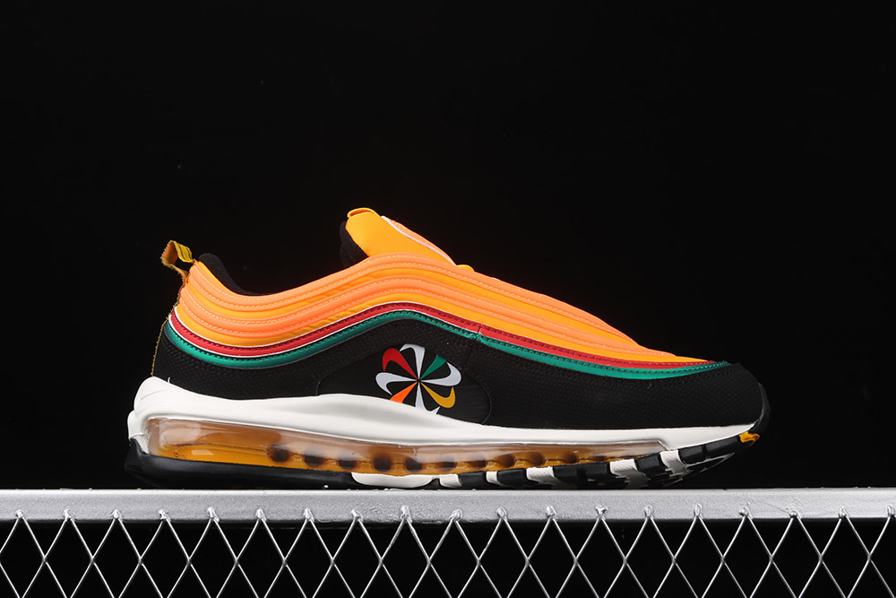 orange and green air max 97