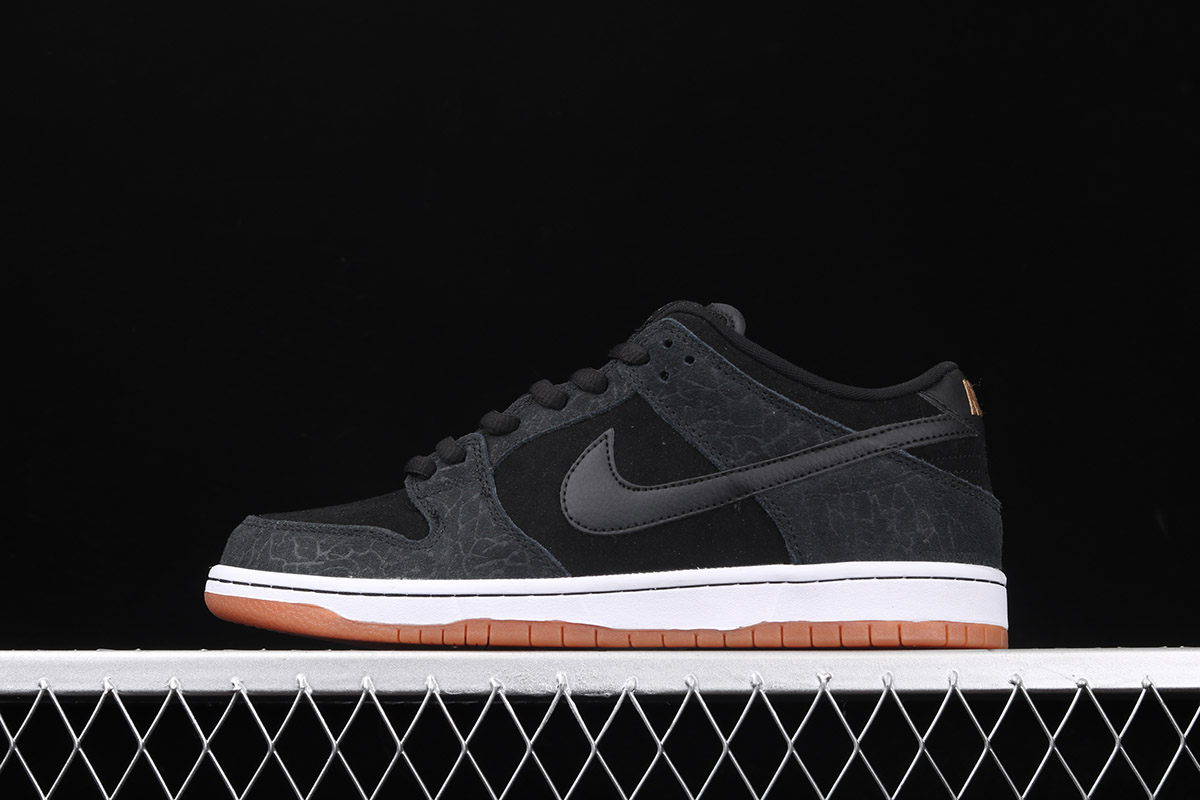 nike sb dunks low black gum bottom