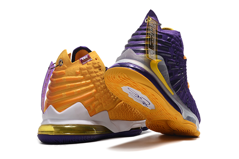purple and yellow lebrons