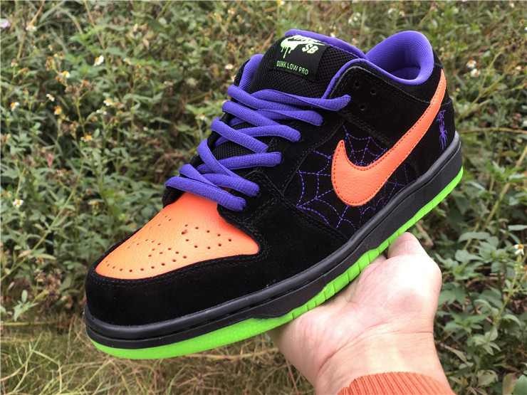 nike black purple and orange dunks