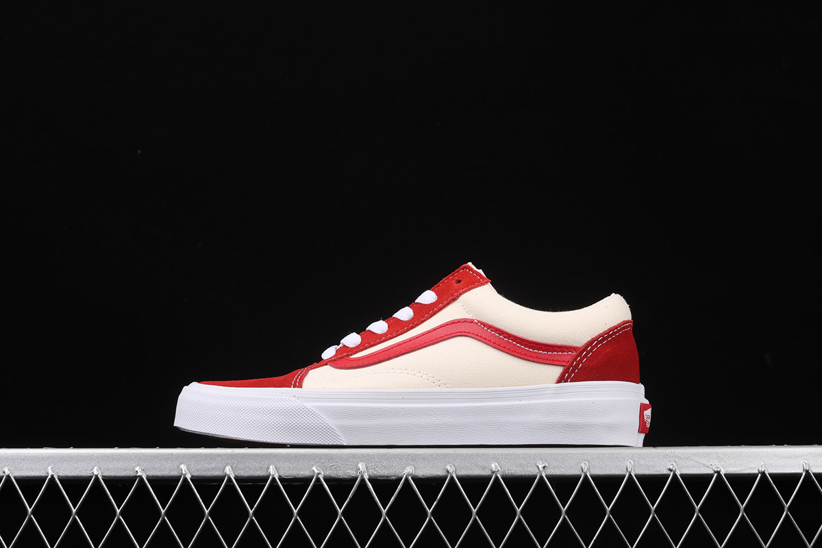 white vans with red line