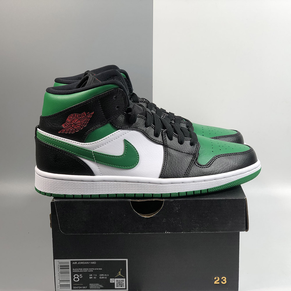 Air Jordan 1 Mid Pine Green/White-Black-University Red For Sale – The Sole Line
