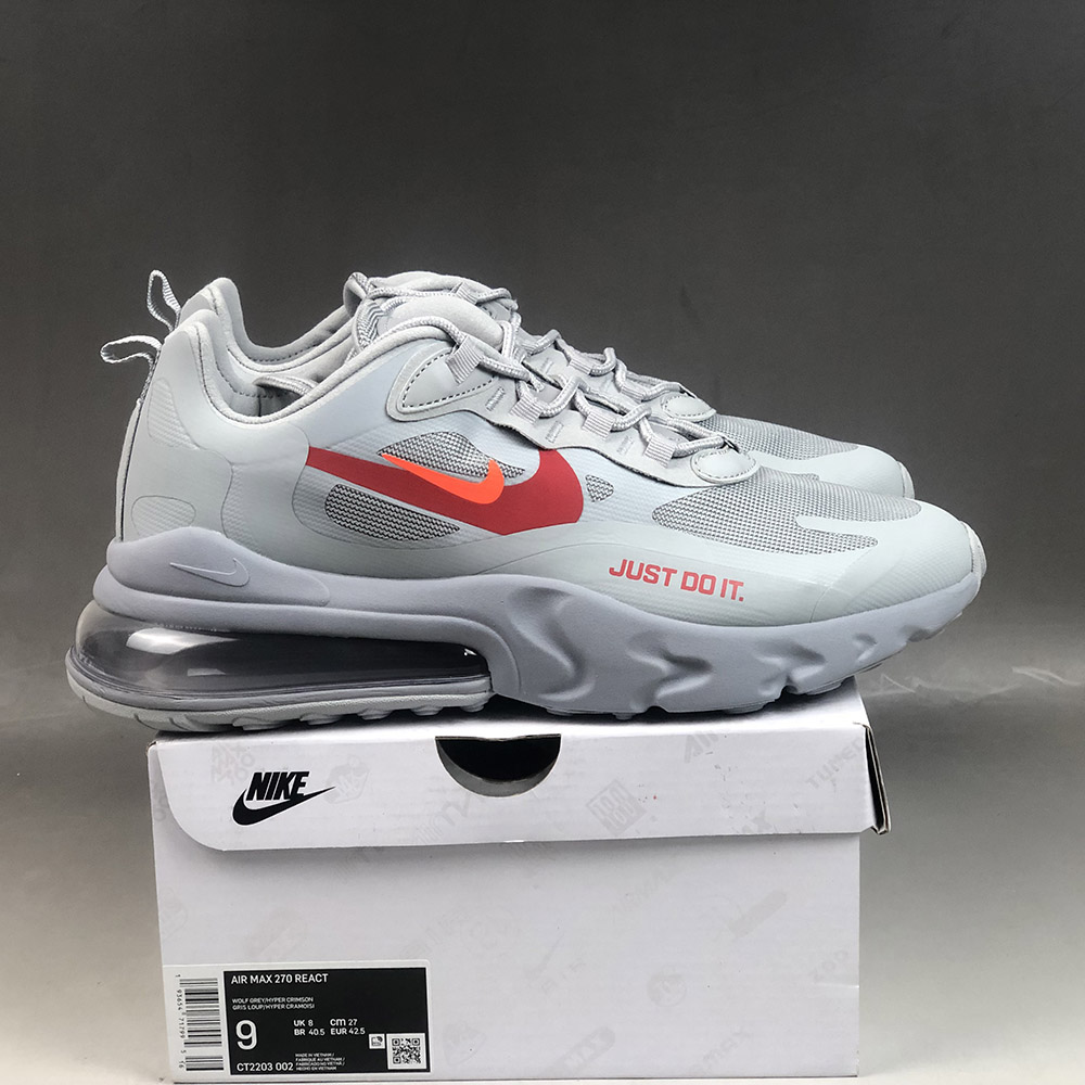 Nike Air Max 270 React “Just Do It” Wolf Grey/Hyper Crimson-University Red For Sale – The Sole Line
