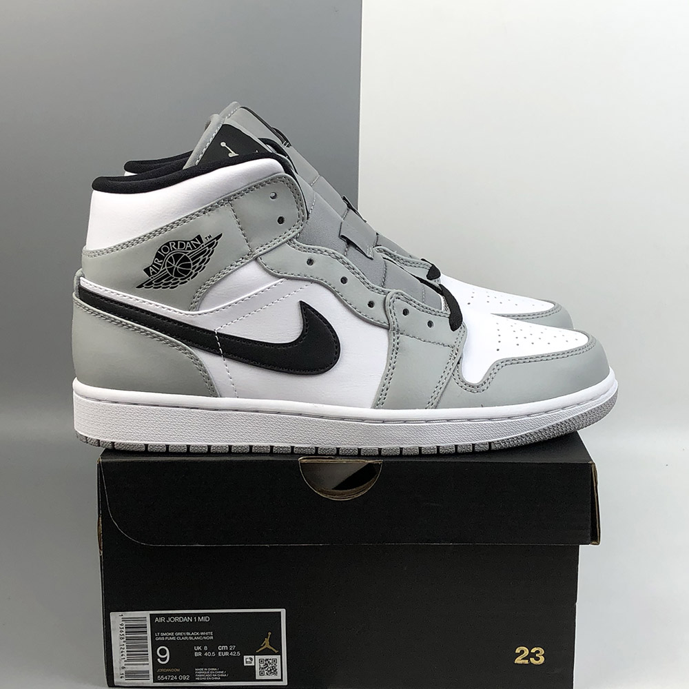 Air Jordan 1 Mid Light Smoke Grey/Black 