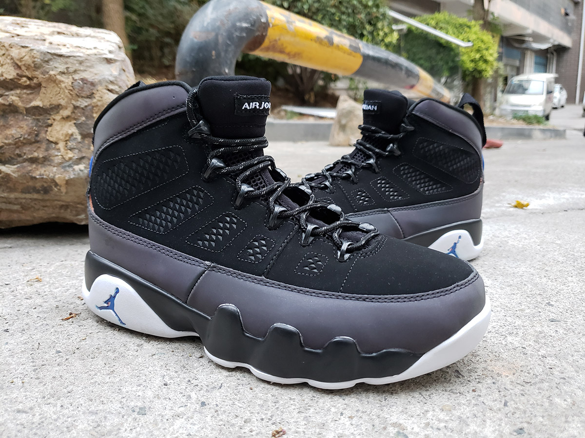 air jordan 9 retro black white racer blue