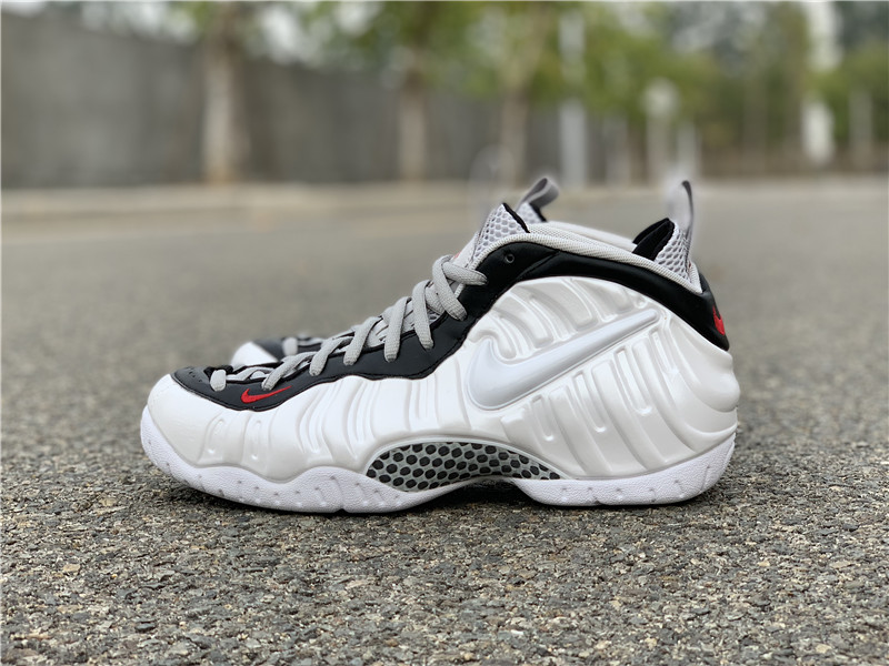 nike foamposite white black and red
