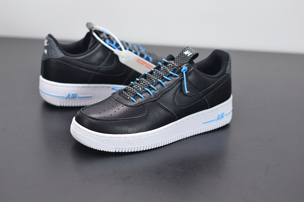 black and light blue air force 1