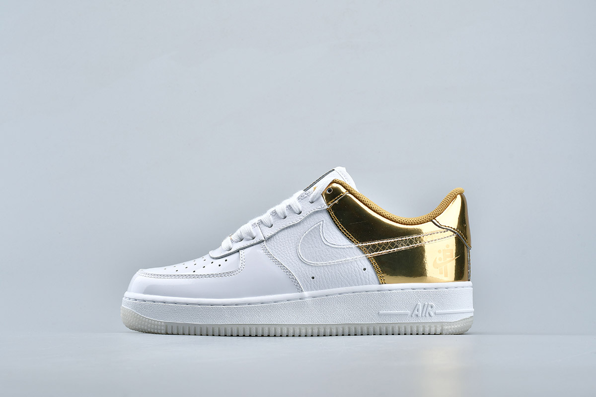 nike air force 1 07 white and gold