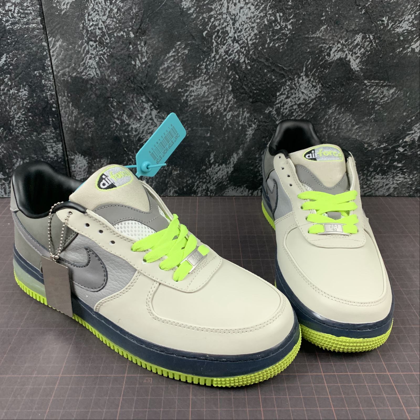 grey and neon air force 1