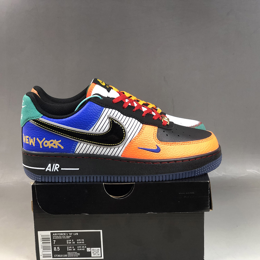 Nike Air Force 1 Low “What The NYC” White/Black-Total Orange-Racer Blue ...