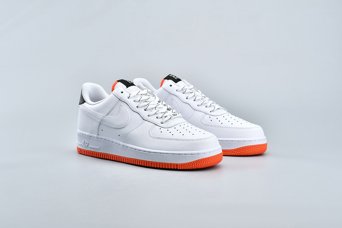 white orange and black air force ones