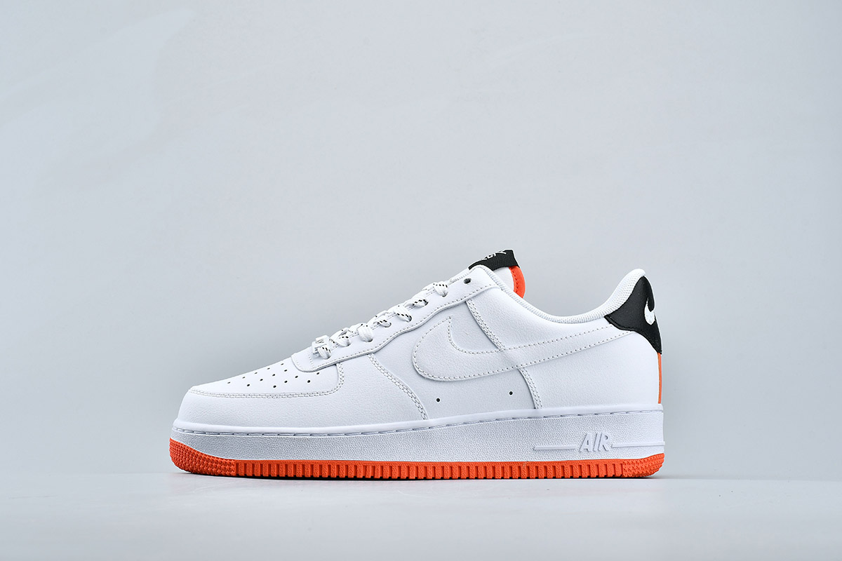orange black and white air force ones