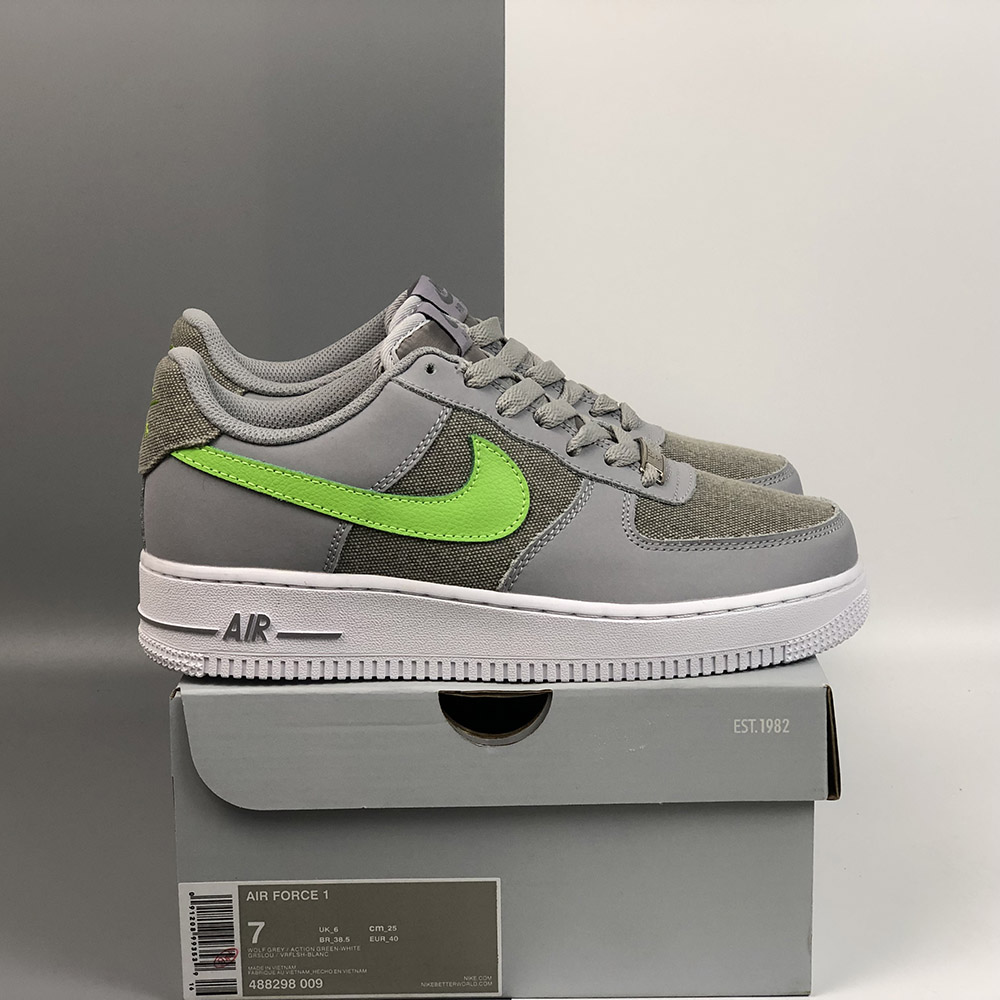 grey and green air force ones