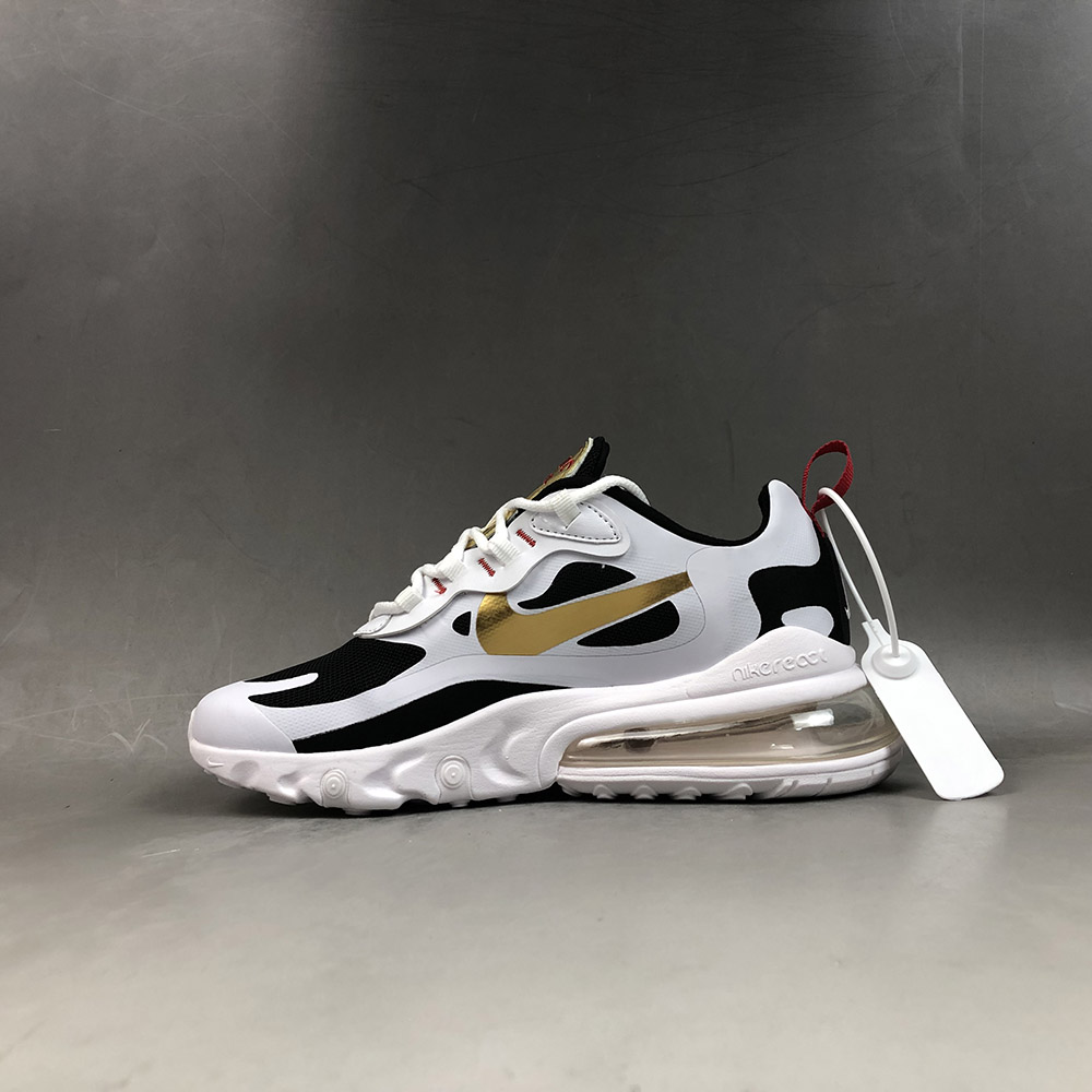 Nike Air Max 270 React Black/White-Metallic Gold For Sale – The Sole Line