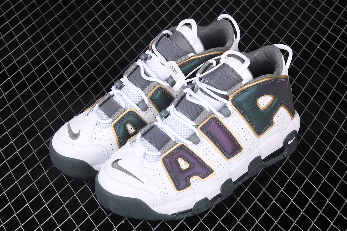 nike air uptempo white and gold