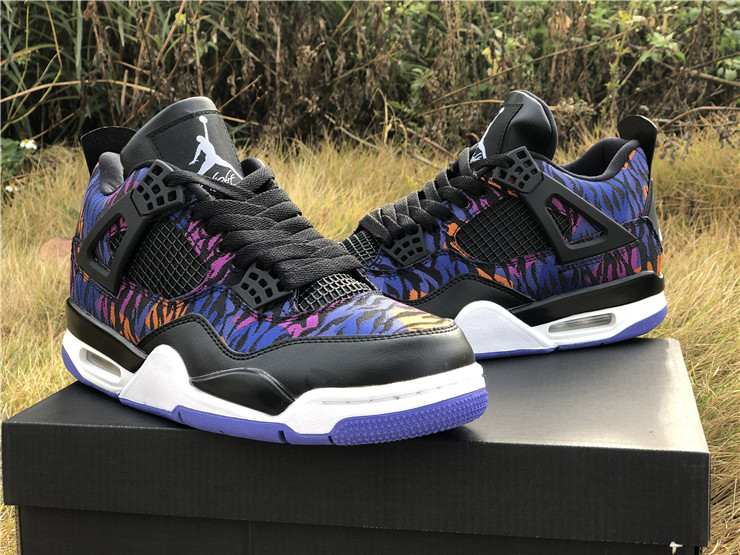 jordan retro 4 black white rush violet