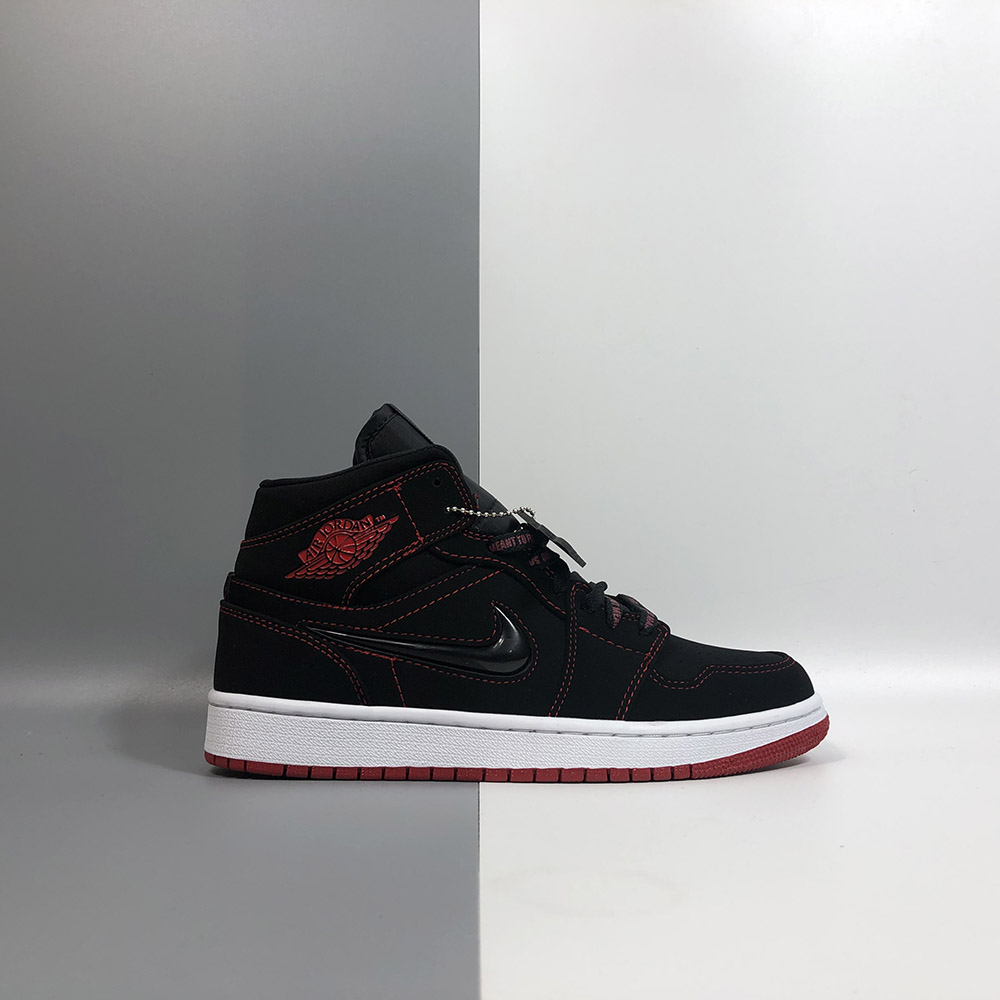 jordan 1 mid fearless black and red