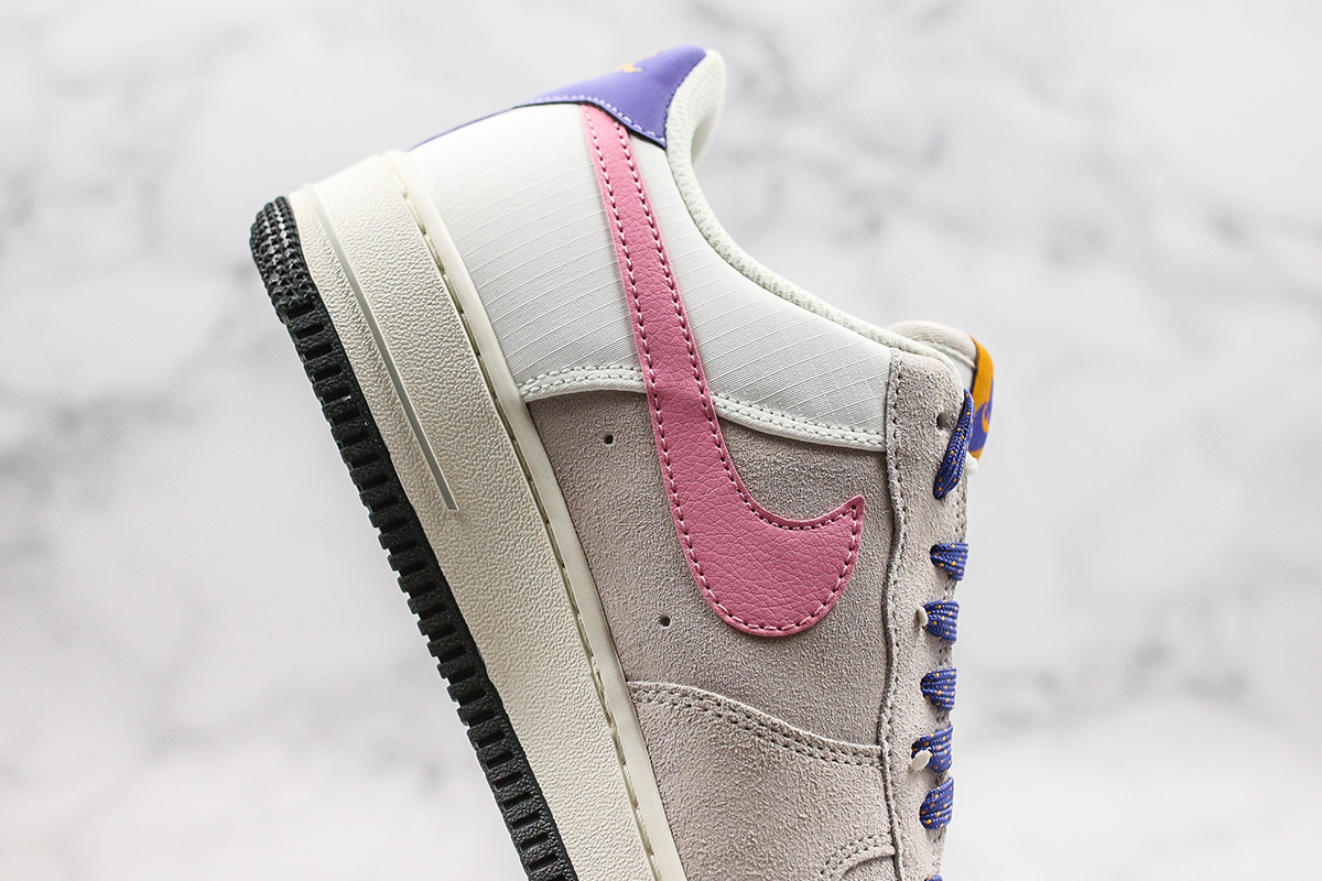 grey and pink air force ones