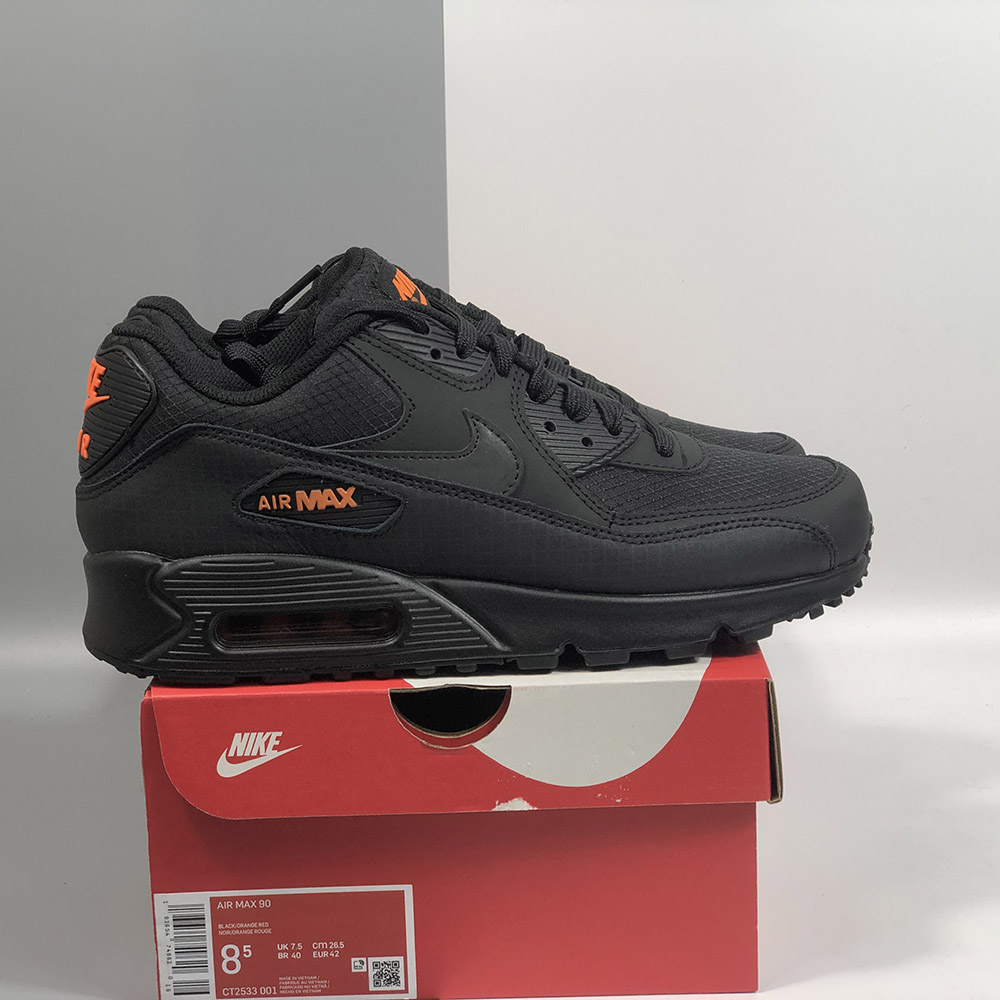 black and orange air max 90