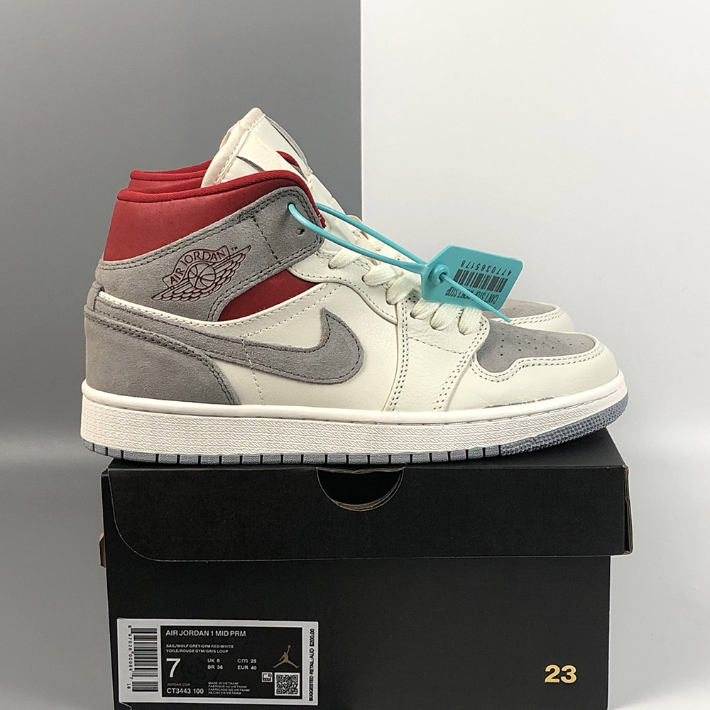 SNS x Air Jordan 1 Mid Sail/Wolf Grey-Gym Red-White For Sale – The ... SNS x Air Jordan 1 Mid Sail/Wolf Grey-Gym Red-White For Sale – The ...