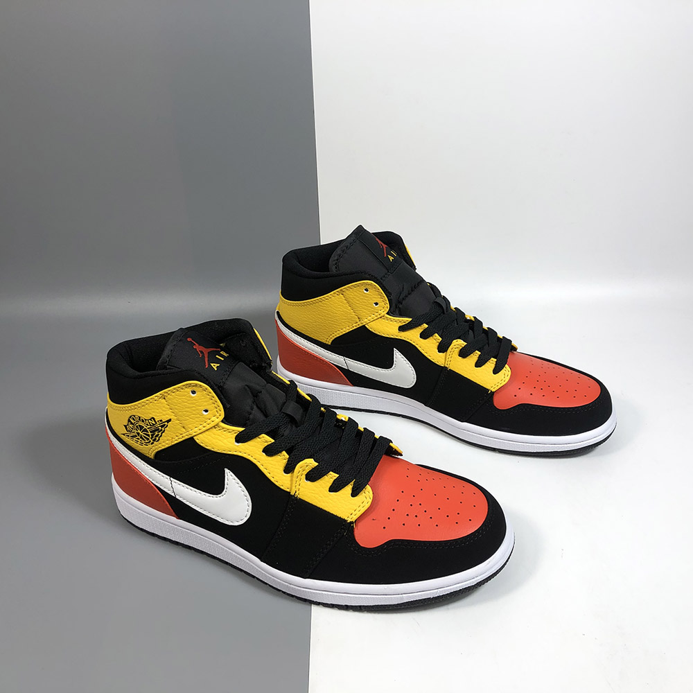 black yellow and orange jordan 1