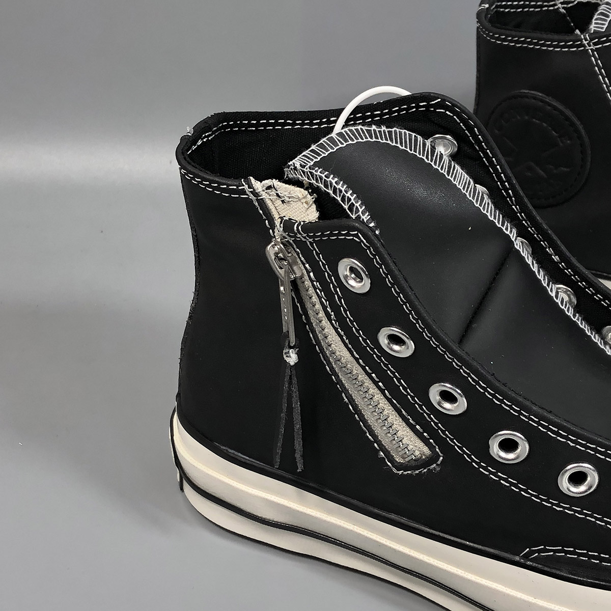 converse black leather zip