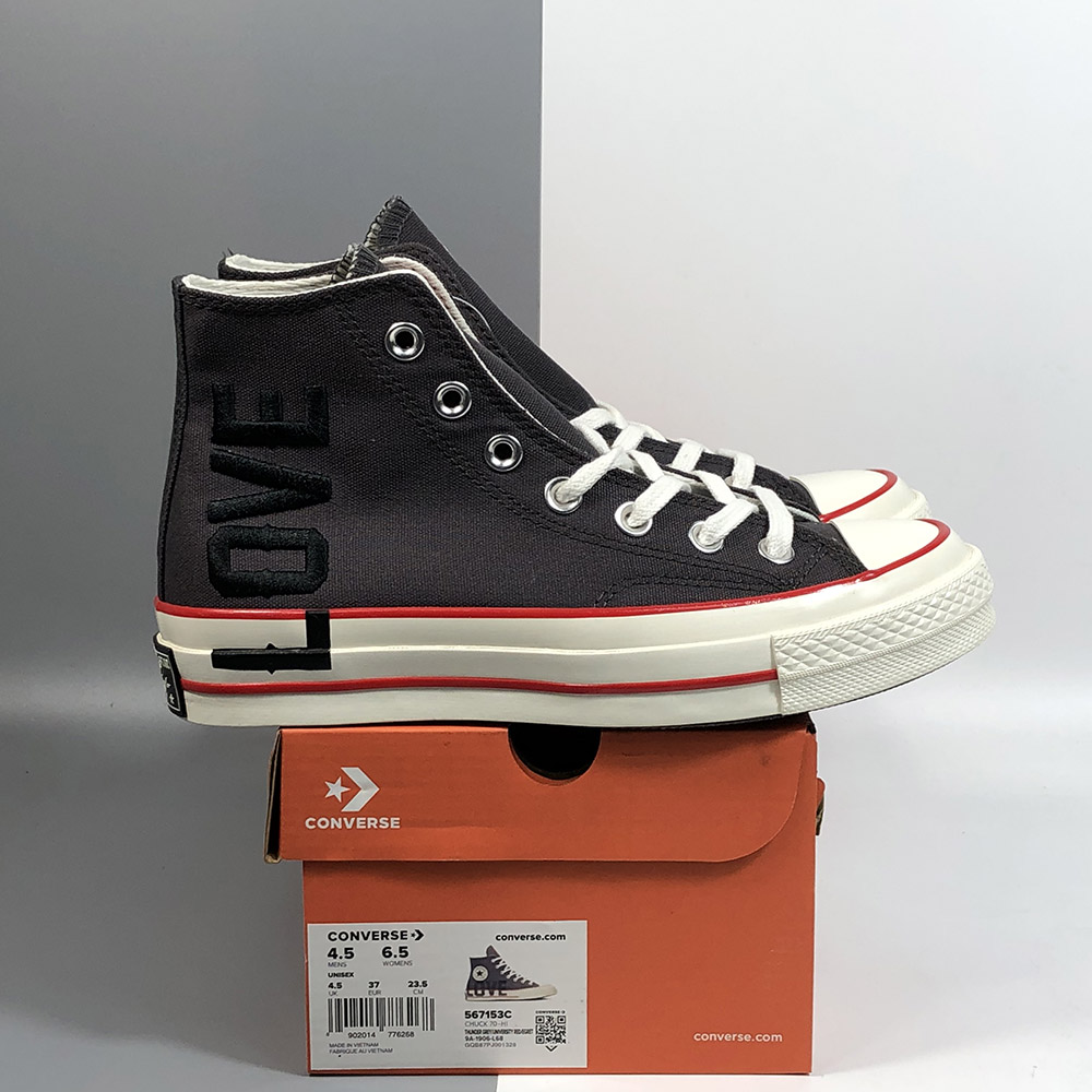 Converse Love Fearlessly Chuck 70 High Top Thunder Grey/University Red – The Sole Line