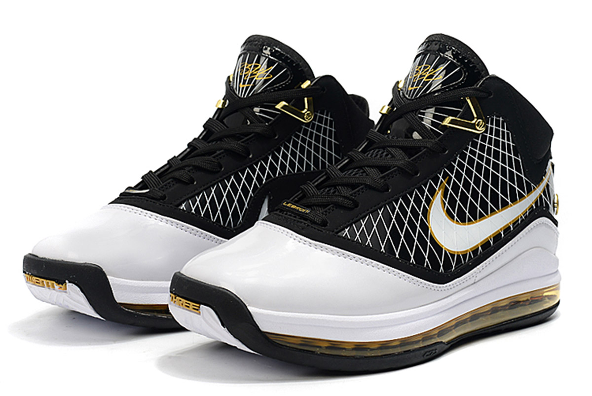 Nike LeBron 7 Black White Gold For Sale 