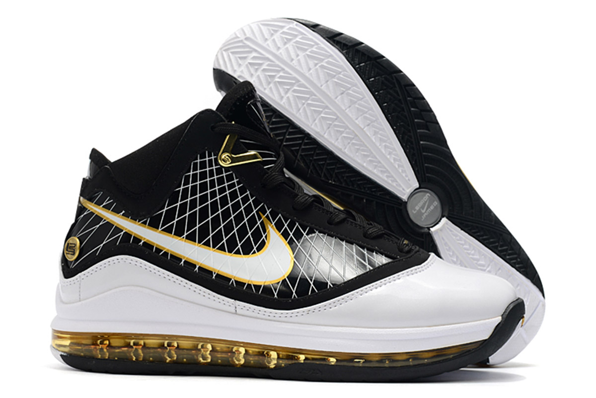 black white and gold lebrons