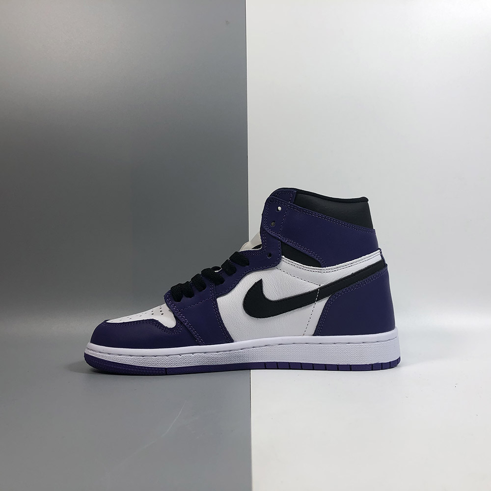 black purple and white jordan 1