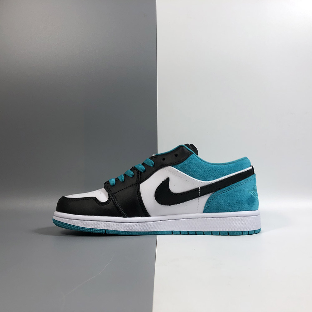 blue and black jordans low top