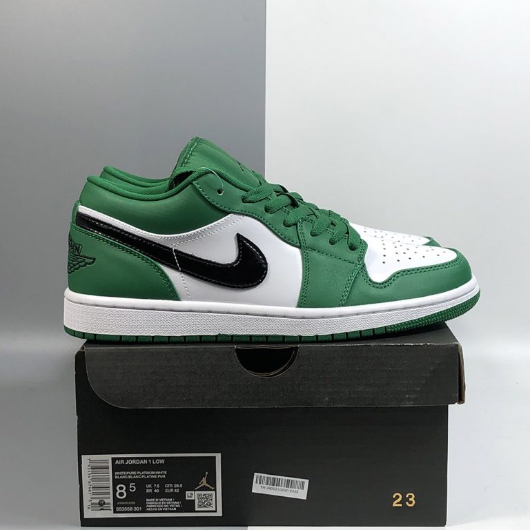Cheap Air Jordan 1 Low White Black Pine Green 553560-301 â 2021 Sneakers