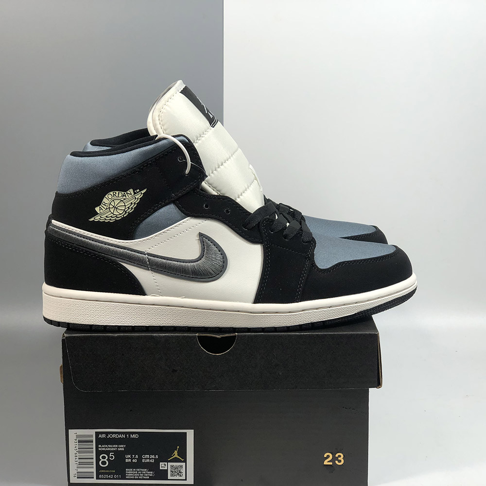 air jordan 1 mid satin black grey