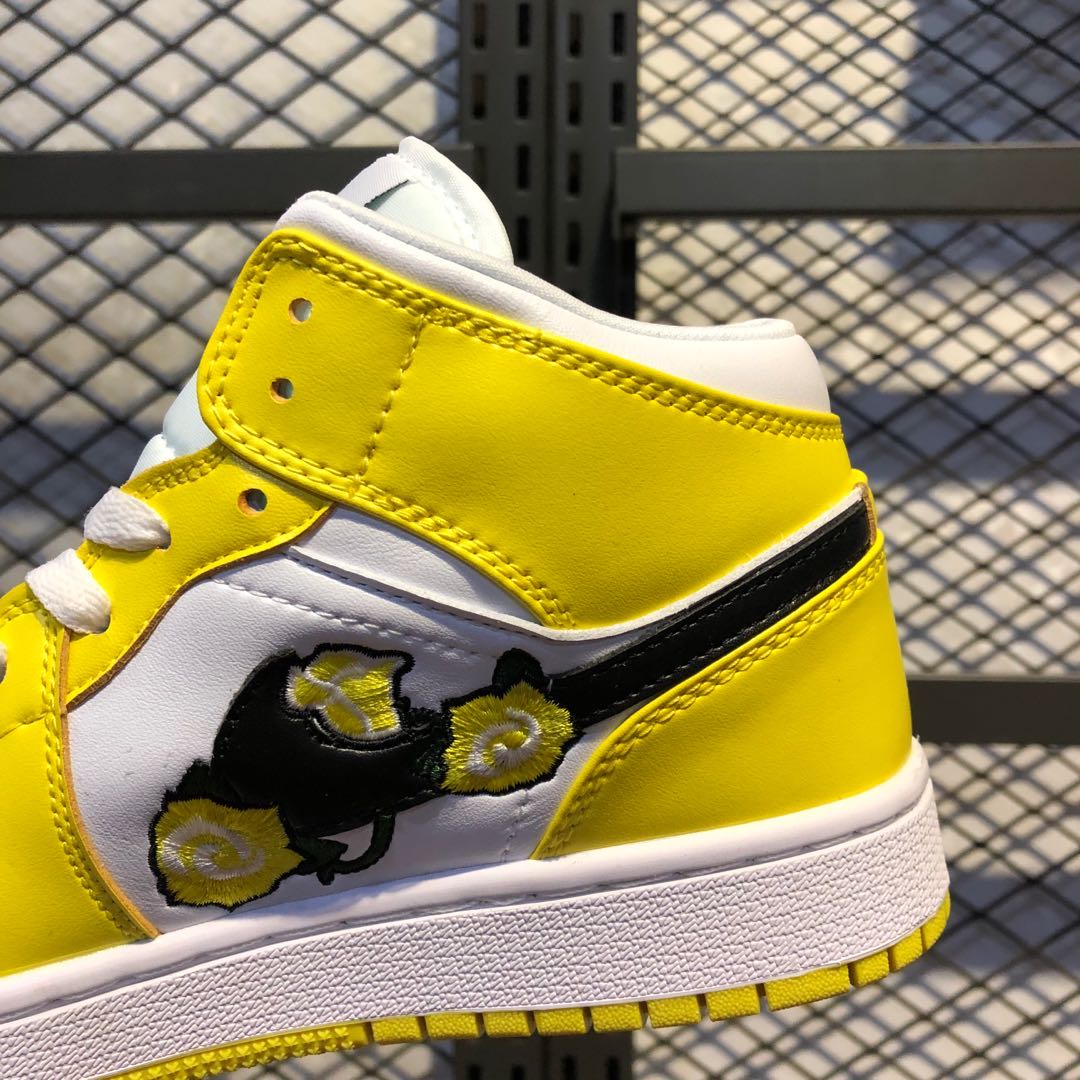 jordan aj 1 mid yellow flower