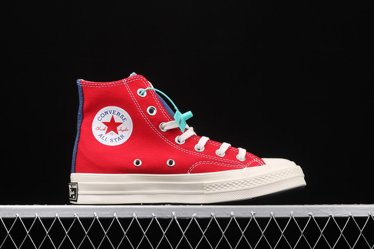 red and white high top converse