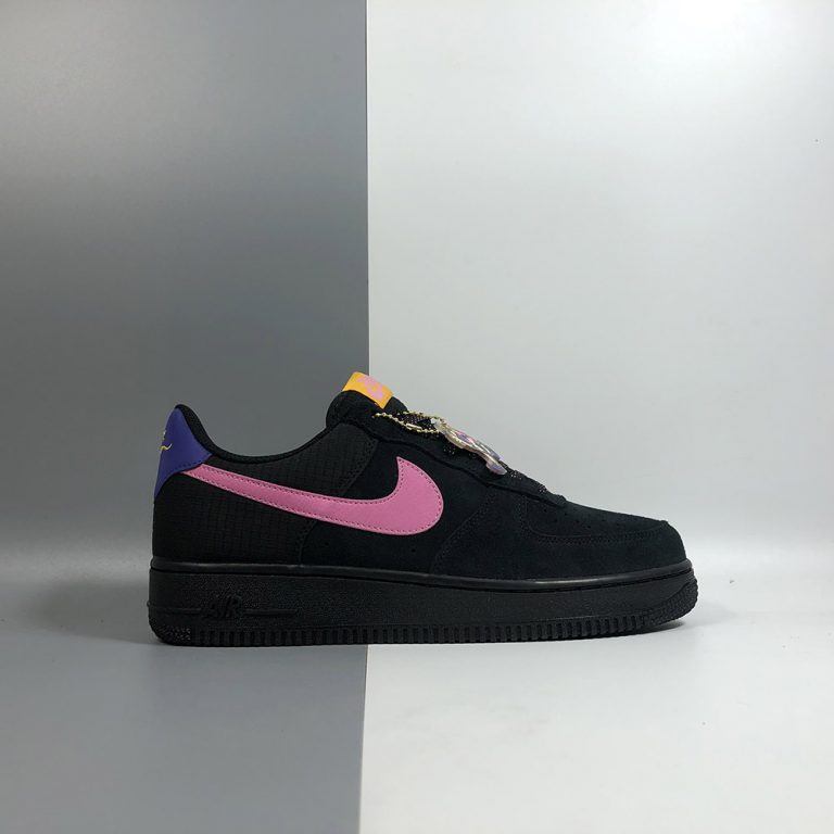 blue pink and black air force ones
