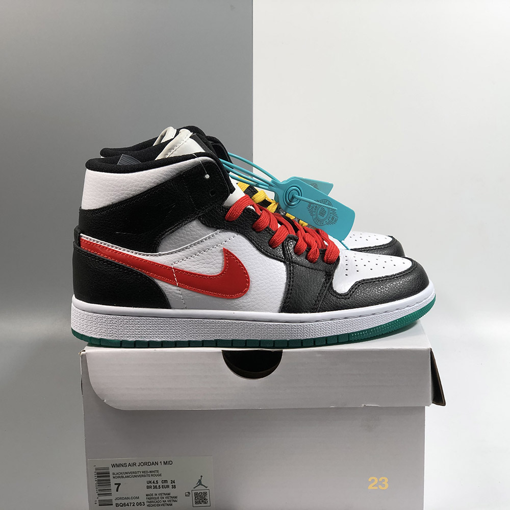 air jordan 1 mid white university red black