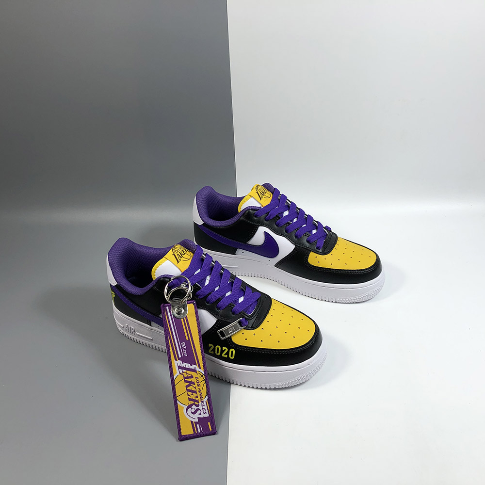 yellow and purple air force ones