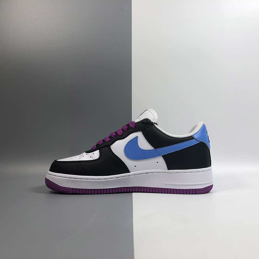 white and purple air force 1