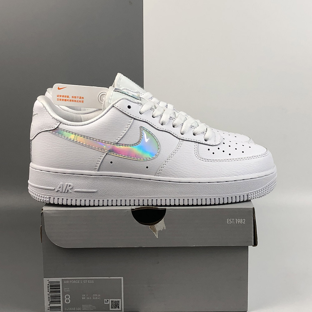 white and iridescent air force 1