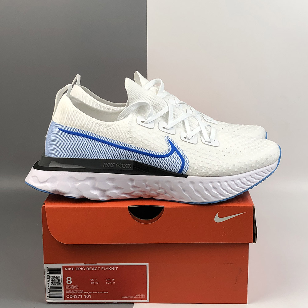 nike react infinity run white blue