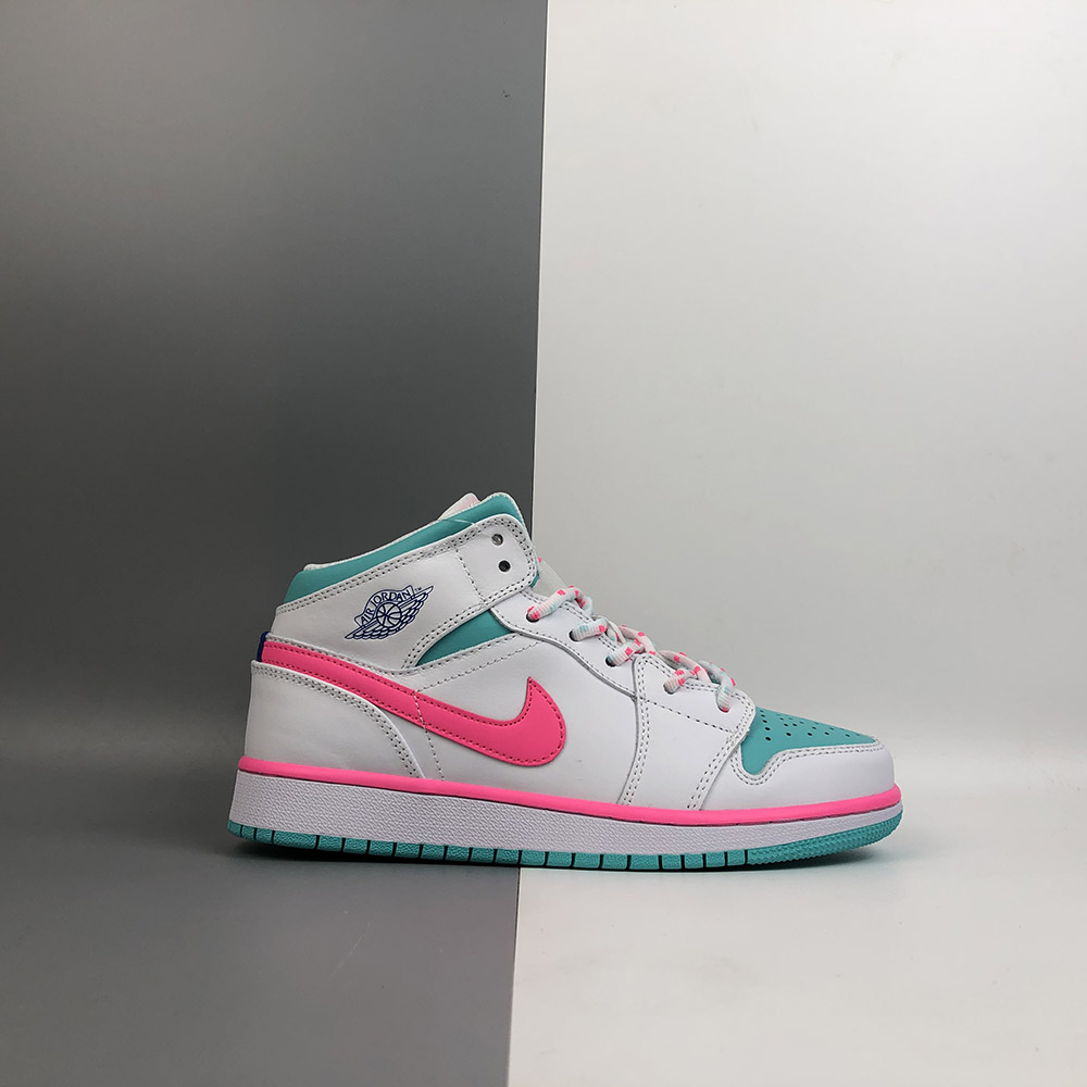 pink green and white jordans