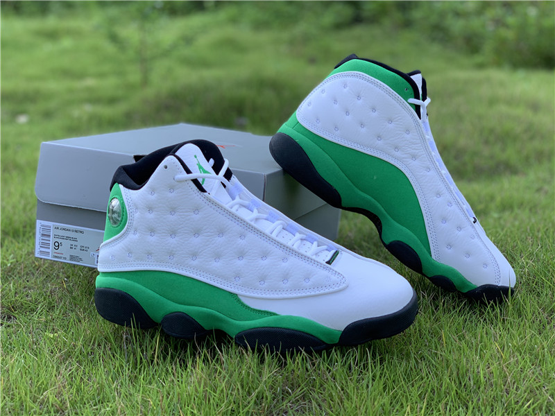 white lucky green black jordan 13