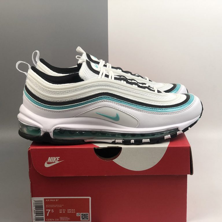 white and green air max 97