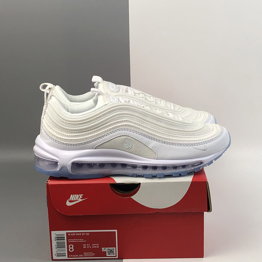 air max 97 white ice on feet