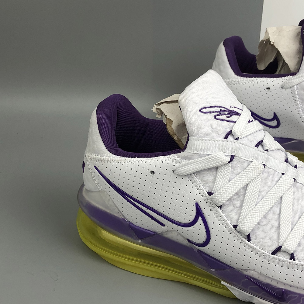 white and purple lebrons