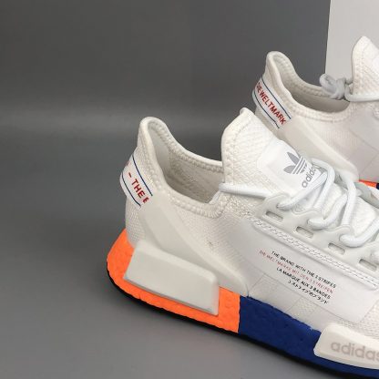 Adidas NMD R1 Off White Purple Neon Yellow Shoes in