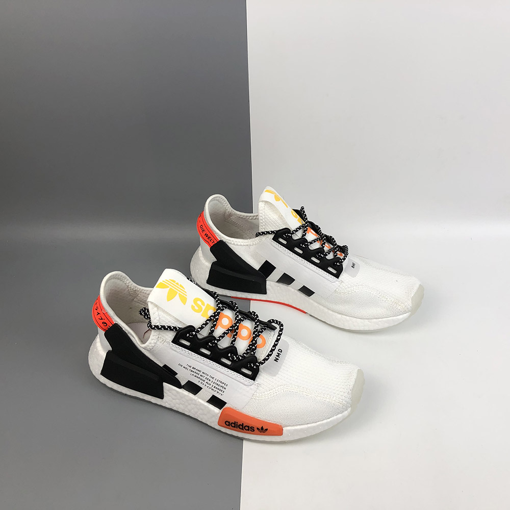 adidas nmd r1 white black solar red