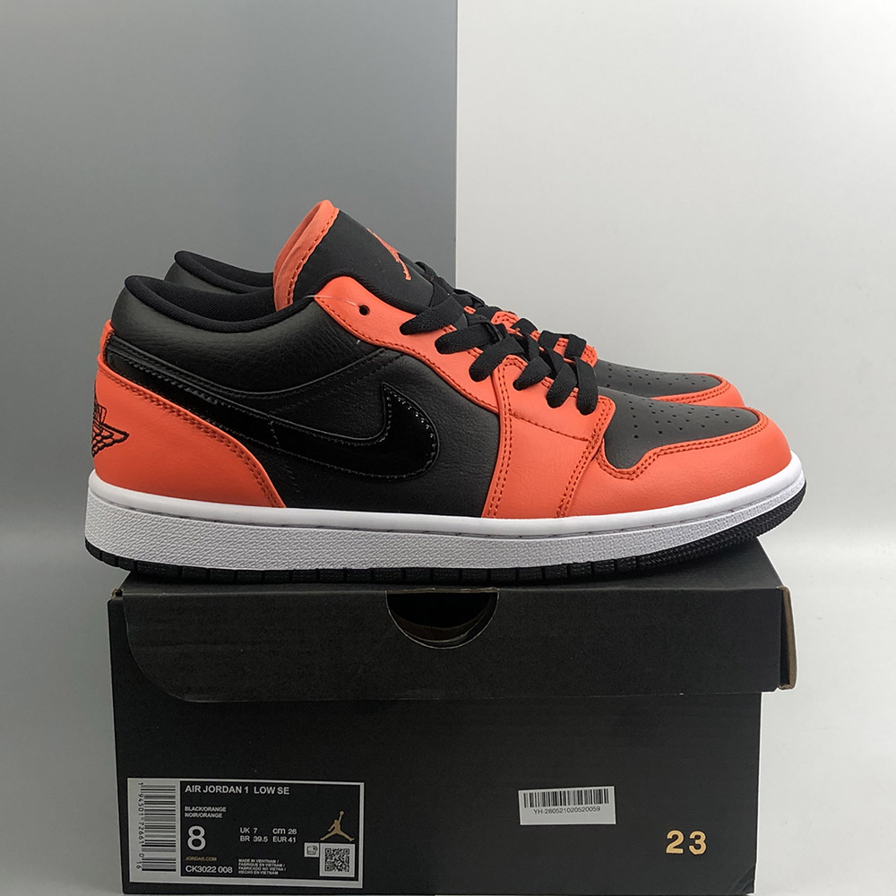 air jordan 1 orange and black low