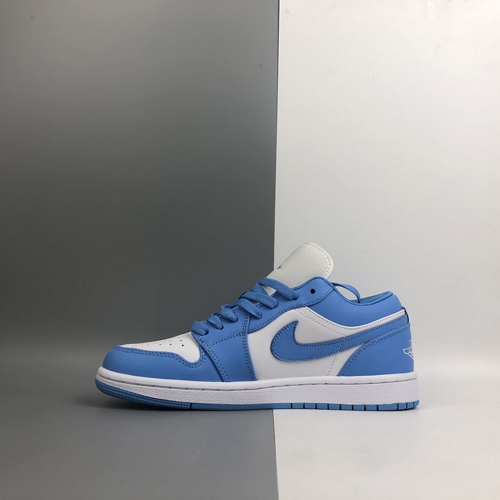 New Air Jordan 1 Low âUNCâ White/University Blue-Black 2021 For Sale 553558-144